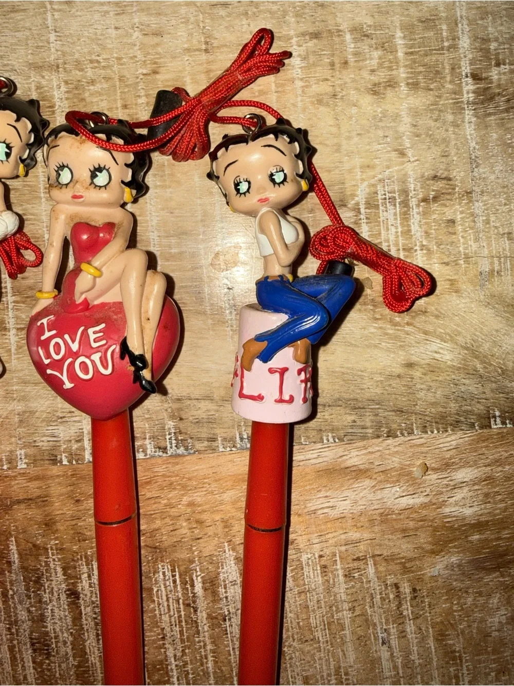 Betty Boop Red and White Novelty Pen Toppers  - Set of 4